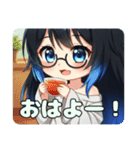 青のインナーカラーみなみちゃん（個別スタンプ：1）