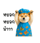可愛い柴犬のシャワー服（個別スタンプ：12）