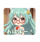紅茶を飲む赤眼鏡みなみちゃん（個別スタンプ：3）