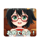 紅茶を飲む赤眼鏡みなみちゃん（個別スタンプ：13）
