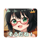 紅茶を飲む赤眼鏡みなみちゃん（個別スタンプ：16）