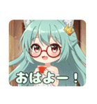 紅茶を飲む赤眼鏡みなみプレミアム（個別スタンプ：5）