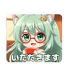 紅茶を飲む赤眼鏡みなみプレミアム（個別スタンプ：8）