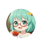 紅茶を飲む赤眼鏡みなみプレミアム（個別スタンプ：13）