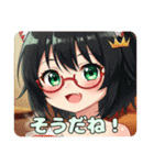 紅茶を飲む赤眼鏡みなみプレミアム（個別スタンプ：24）
