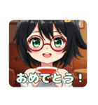 紅茶を飲む赤眼鏡みなみプレミアム（個別スタンプ：25）