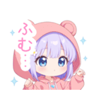 パープルクマ耳パーカーの女の子スタンプ（個別スタンプ：5）
