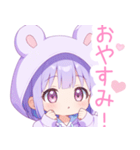 パープルクマ耳パーカーの女の子スタンプ（個別スタンプ：9）