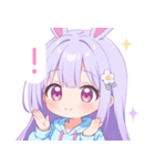 パープルクマ耳パーカーの女の子スタンプ（個別スタンプ：12）