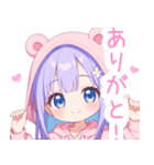 パープルクマ耳パーカーの女の子スタンプ（個別スタンプ：13）