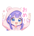 パープルクマ耳パーカーの女の子スタンプ（個別スタンプ：30）