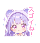 パープルクマ耳パーカーの女の子スタンプ（個別スタンプ：33）