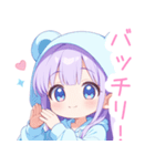 パープルクマ耳パーカーの女の子スタンプ（個別スタンプ：39）