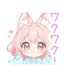 パーカーのピンク狐の女の子スタンプ（個別スタンプ：25）