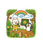 ペンギンと白猫の夏休み その1（個別スタンプ：1）