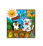 ペンギンと白猫の夏休み その1（個別スタンプ：5）