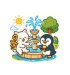 ペンギンと白猫の夏休み その1（個別スタンプ：11）