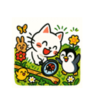 ペンギンと白猫の夏休み その1（個別スタンプ：15）