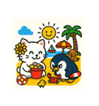 ペンギンと白猫の夏休み その1（個別スタンプ：21）