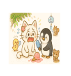 ペンギンと白猫の夏休み その1（個別スタンプ：22）
