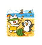 ペンギンと白猫の夏休み その1（個別スタンプ：24）