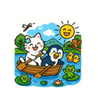 ペンギンと白猫の夏休み その1（個別スタンプ：31）
