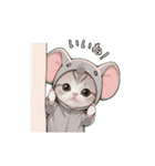 動く スコティッシュ猫 可愛い象の着ぐるみ（個別スタンプ：9）