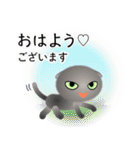色々な猫5-2 短毛-垂れ耳-グレー（個別スタンプ：1）