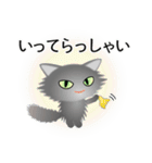 色々な猫5-3 長毛-立ち耳-グレー（個別スタンプ：15）