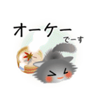色々な猫5-3 長毛-立ち耳-グレー（個別スタンプ：28）