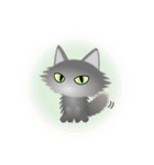 色々な猫5-3 長毛-立ち耳-グレー（個別スタンプ：37）