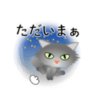 色々な猫5-3 長毛-立ち耳-グレー（個別スタンプ：38）