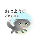 色々な猫5-4 長毛-垂れ耳-グレー（個別スタンプ：1）