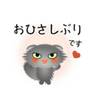 色々な猫5-4 長毛-垂れ耳-グレー（個別スタンプ：3）
