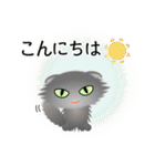 色々な猫5-4 長毛-垂れ耳-グレー（個別スタンプ：5）