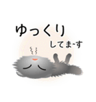 色々な猫5-4 長毛-垂れ耳-グレー（個別スタンプ：18）