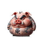 タトゥーピンク豚強気返答（個別スタンプ：2）