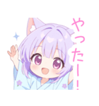 浴衣のパープル猫の女の子スタンプ（個別スタンプ：25）
