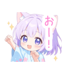 浴衣のパープル猫の女の子スタンプ（個別スタンプ：33）