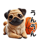 パグ×バスケットボール！可愛すぎる！（個別スタンプ：10）