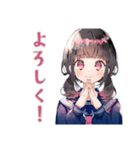 制服の女の子★勉強会お誘い（個別スタンプ：9）