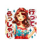おしゃれなレトロモダンガールVer.赤（個別スタンプ：3）