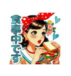 おしゃれなレトロモダンガールVer.赤（個別スタンプ：4）