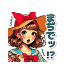 おしゃれなレトロモダンガールVer.赤（個別スタンプ：7）