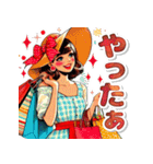 おしゃれなレトロモダンガールVer.赤（個別スタンプ：10）