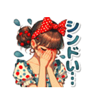 おしゃれなレトロモダンガールVer.赤（個別スタンプ：12）