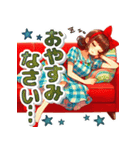 おしゃれなレトロモダンガールVer.赤（個別スタンプ：16）