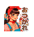 おしゃれなレトロモダンガールVer.赤（個別スタンプ：19）