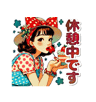 おしゃれなレトロモダンガールVer.赤（個別スタンプ：21）