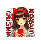 おしゃれなレトロモダンガールVer.赤（個別スタンプ：25）